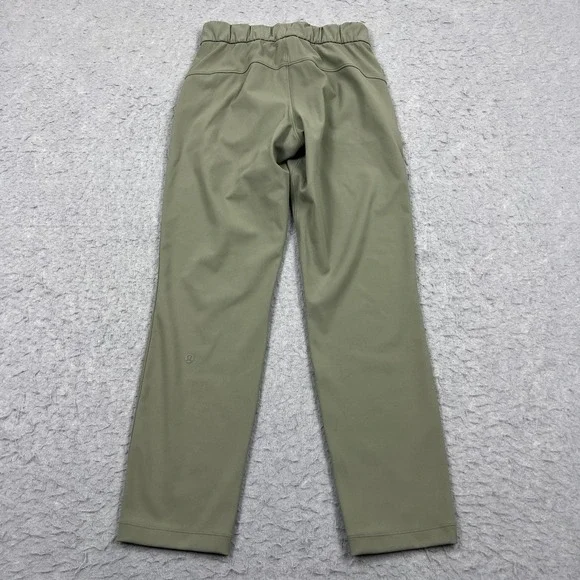 Lululemon On The Fly Pant 27" Women's 2 Green Stretch Drawcord Activewear W5BPNS - Picture 9 of 13